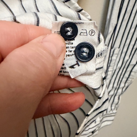 LACOSTE White w/ Black Striped Fitted Button Down Shirt - Picture 7 of 8